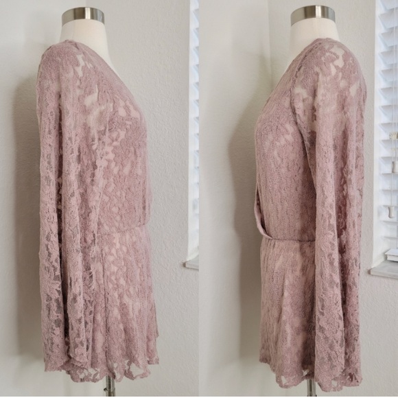 FREE PEOPLE Lace Romper In Mauve XS - Picture 5 of 11